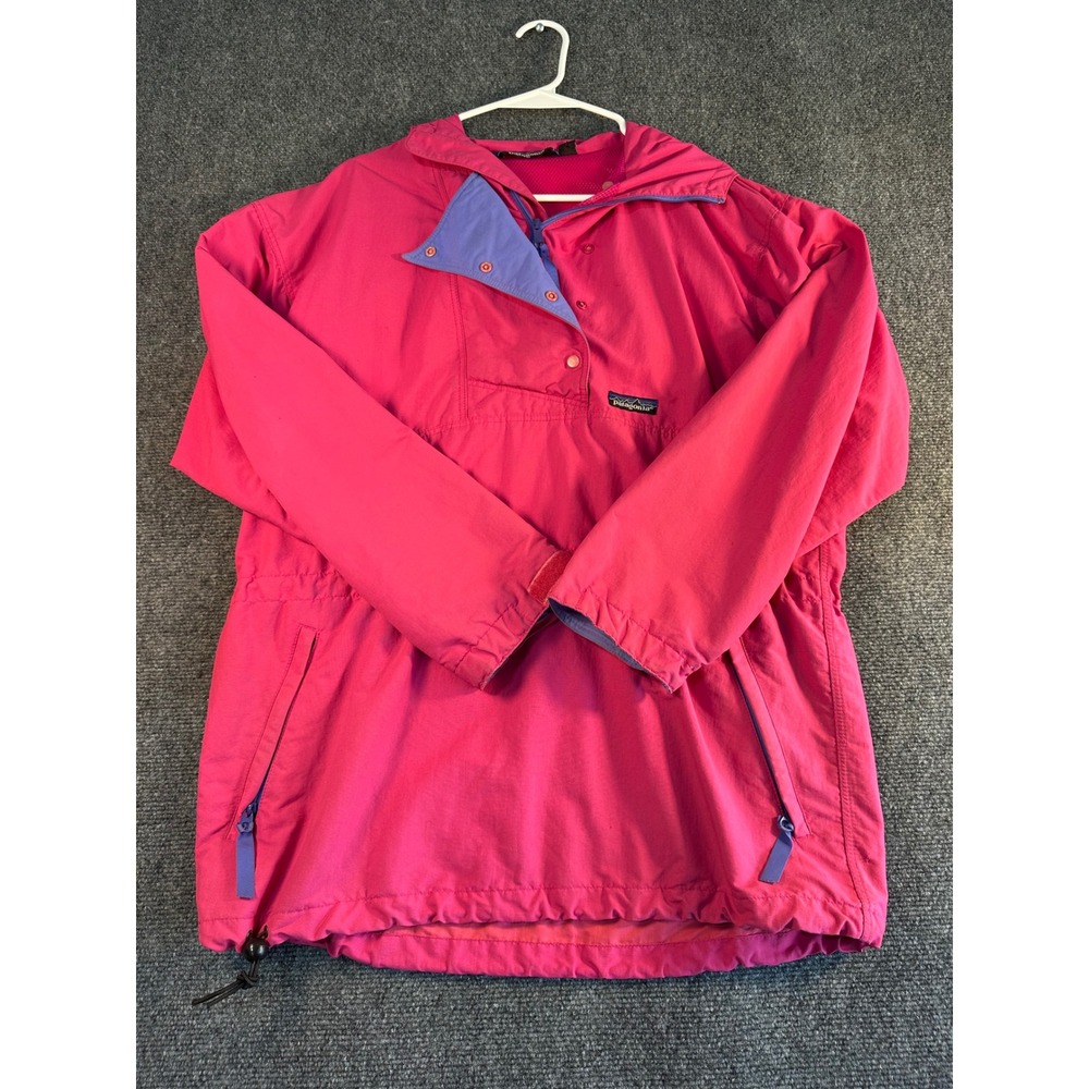 Patagonia Vintage Anorak Jacket Pink Purple Hooded Pullover Womens 10 Hiking